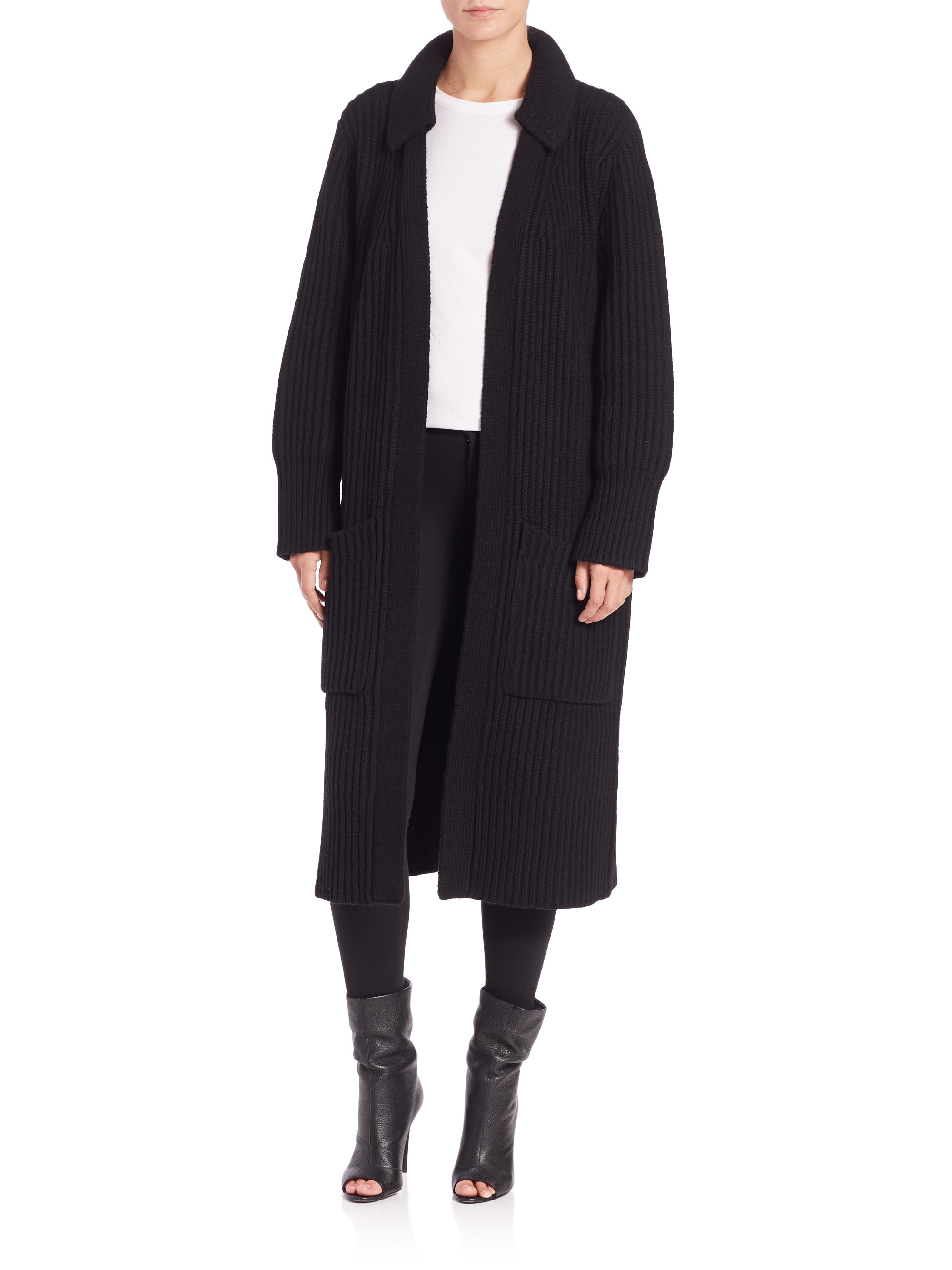 Lyst - Burberry Brit Long Coat Cardigan in Black