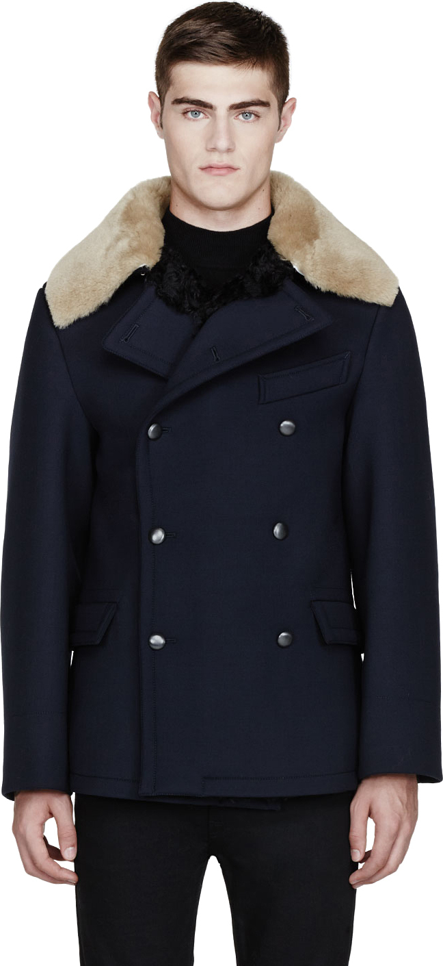 Lyst - Acne Studios Navy Neoprene and Shearling Ottawa Jacket in Blue ...