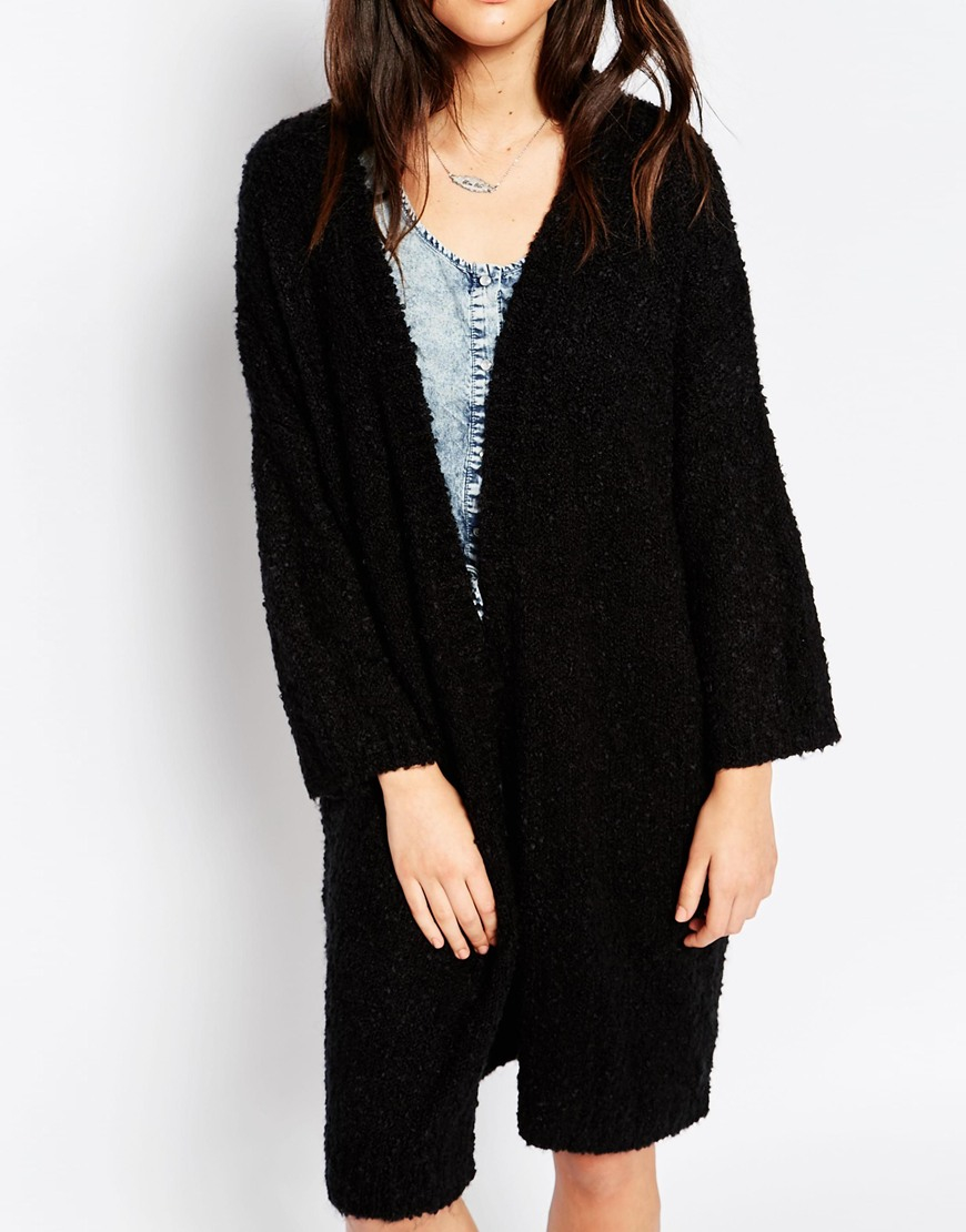 petite black long cardigan