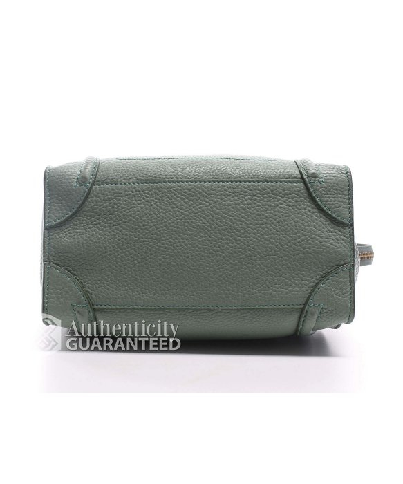 celine green leather handbag luggage  