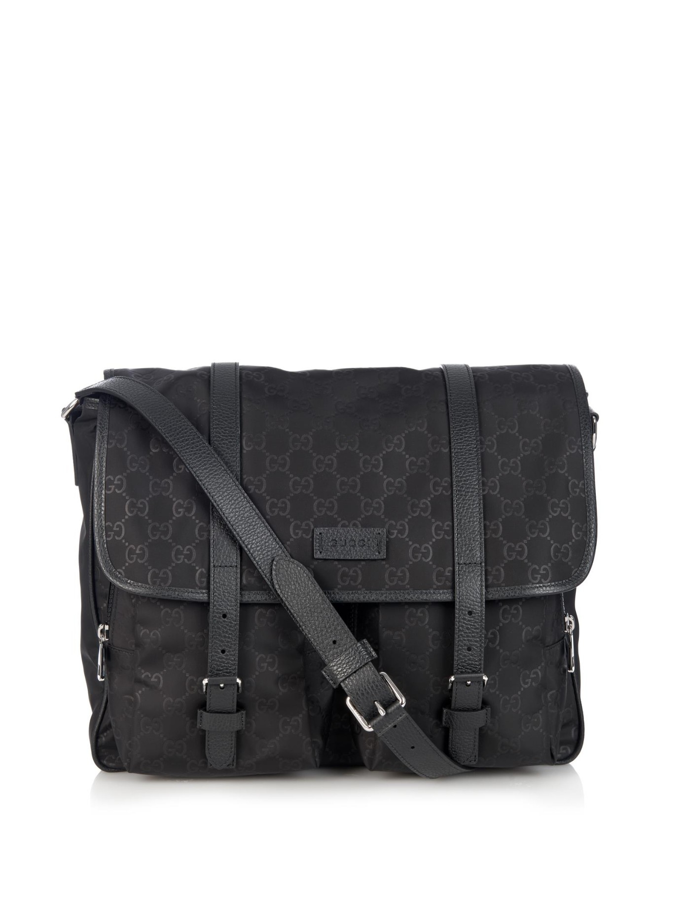 Gucci Monogram Gg Nylon Messenger Bag in Black for Men - Lyst