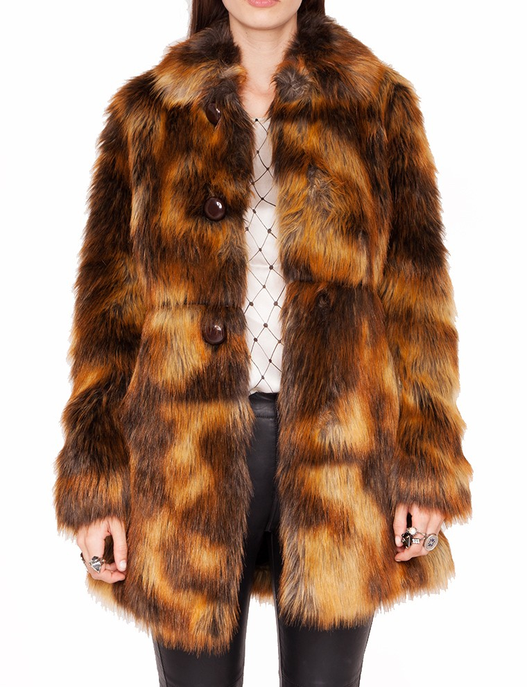 Lyst - Pixie Market Faux Fox Fur Coat in Brown