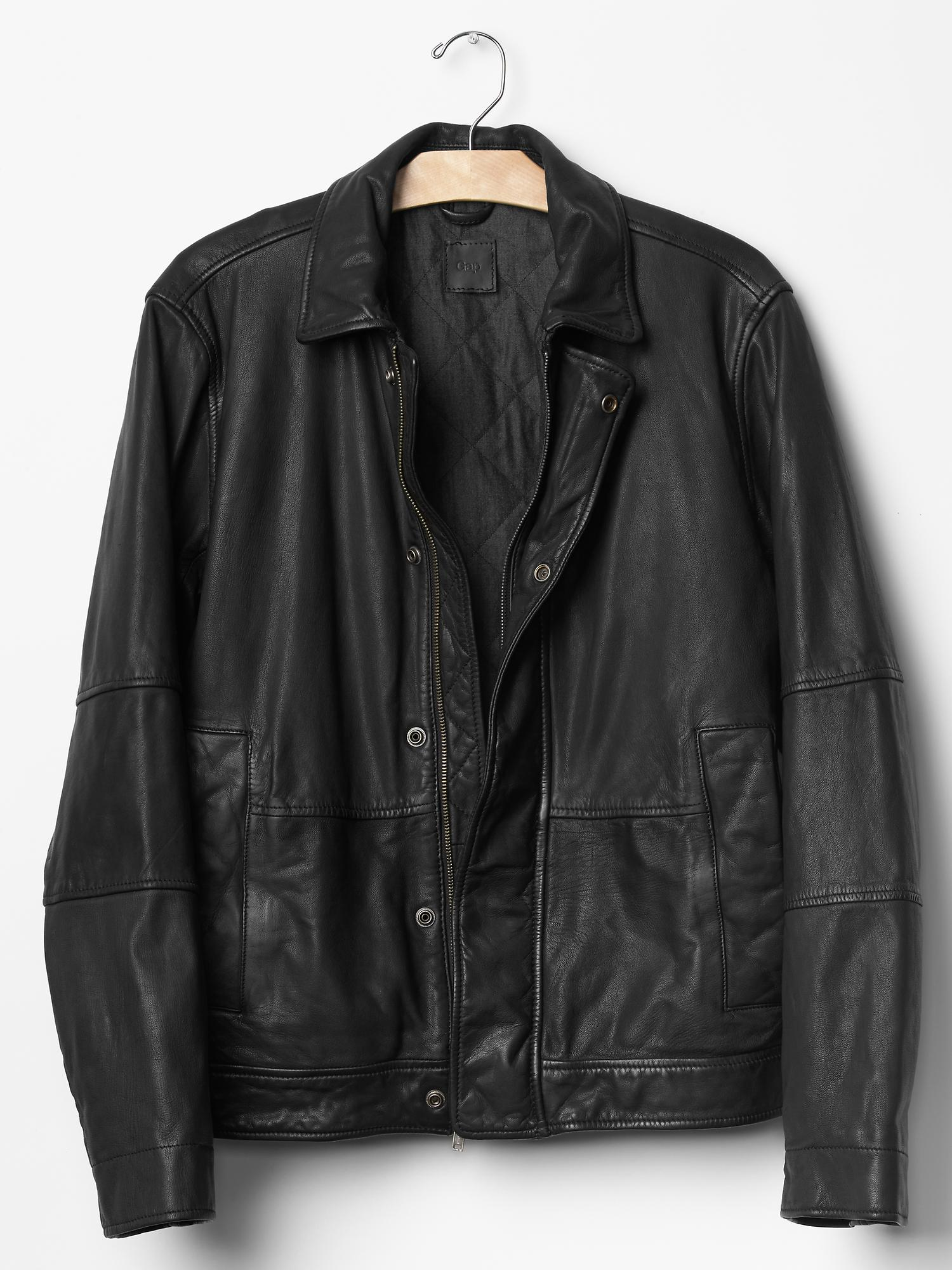 Gap Leather Jacket in Gray for Men (true black ) | Lyst