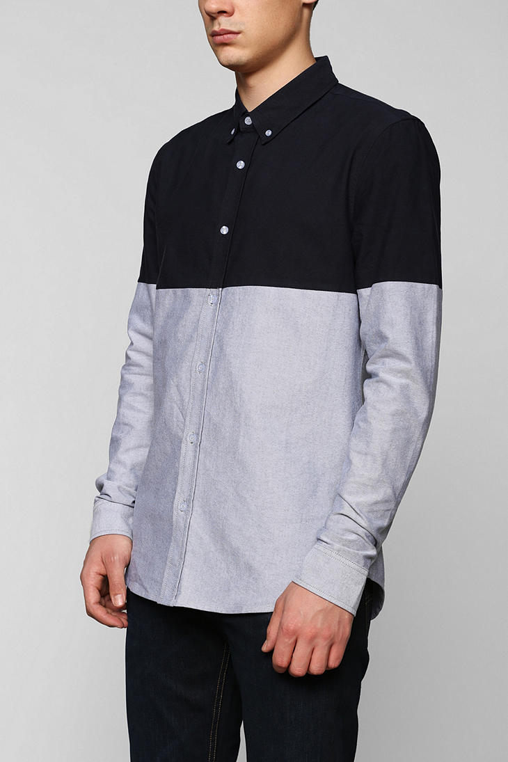 colorblock button up shirt