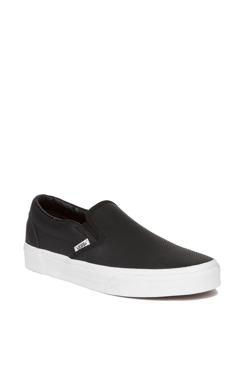 black leather vans slip ons womens
