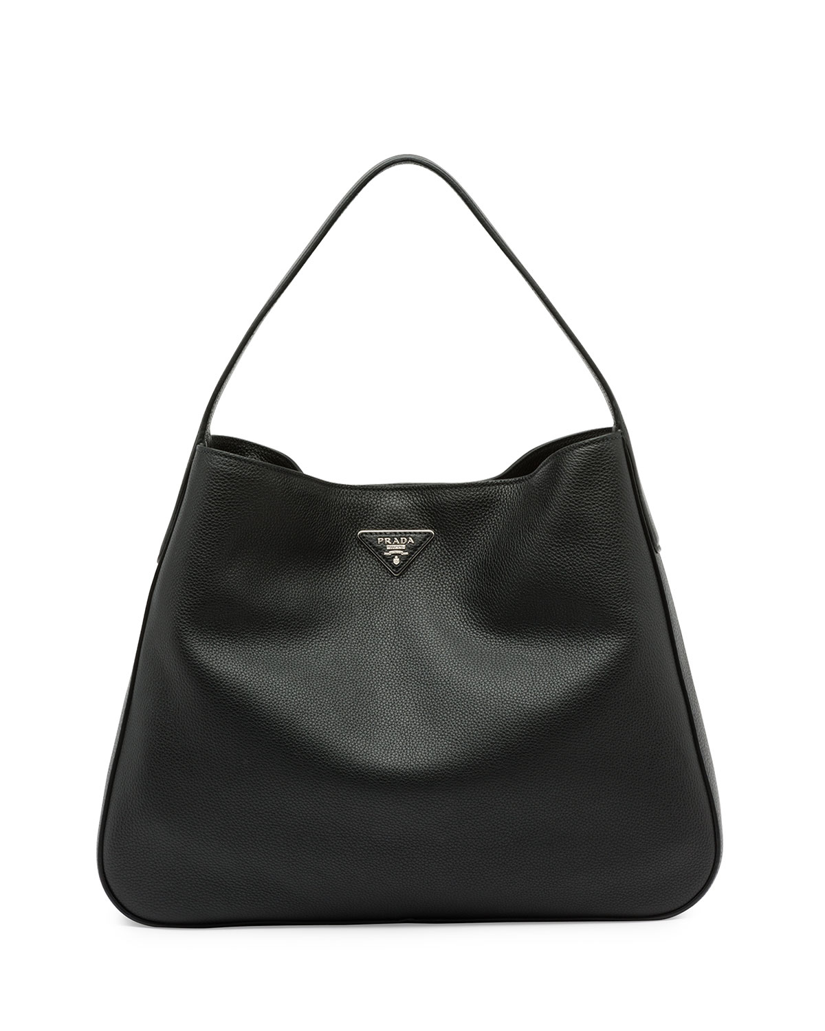 Prada Vitello Daino Medium Wide-strap Hobo Bag in Black (NERO) | Lyst