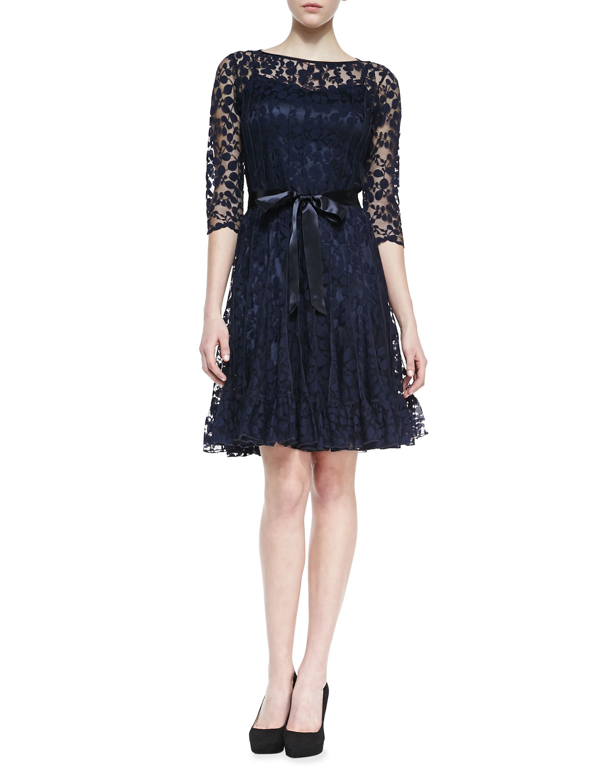 short sleeve lace cocktail dress