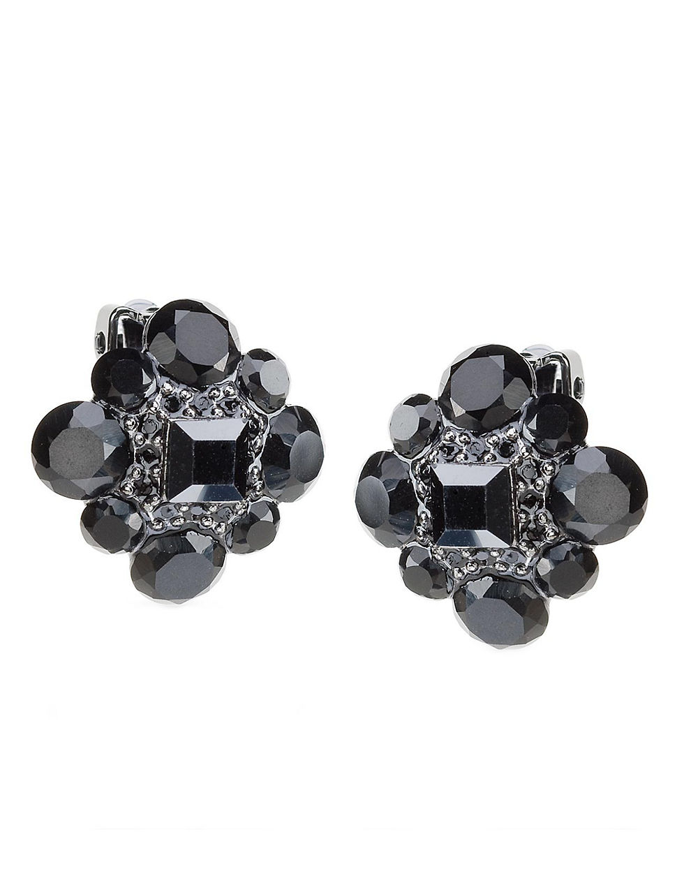 Lyst Carolee Jet Crystal Cer Earrings In Black Gallery