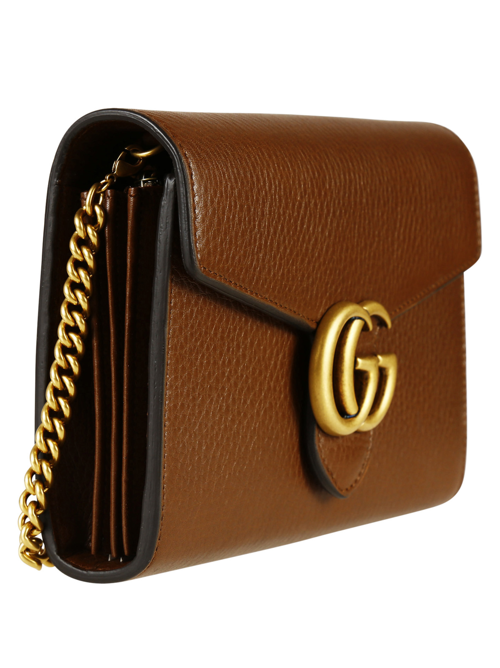 Gucci | Brown Gg Marmont Leather Mini Chain Bag | Lyst