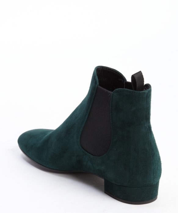 topshop square toe chunky chelsea boots in bottle green