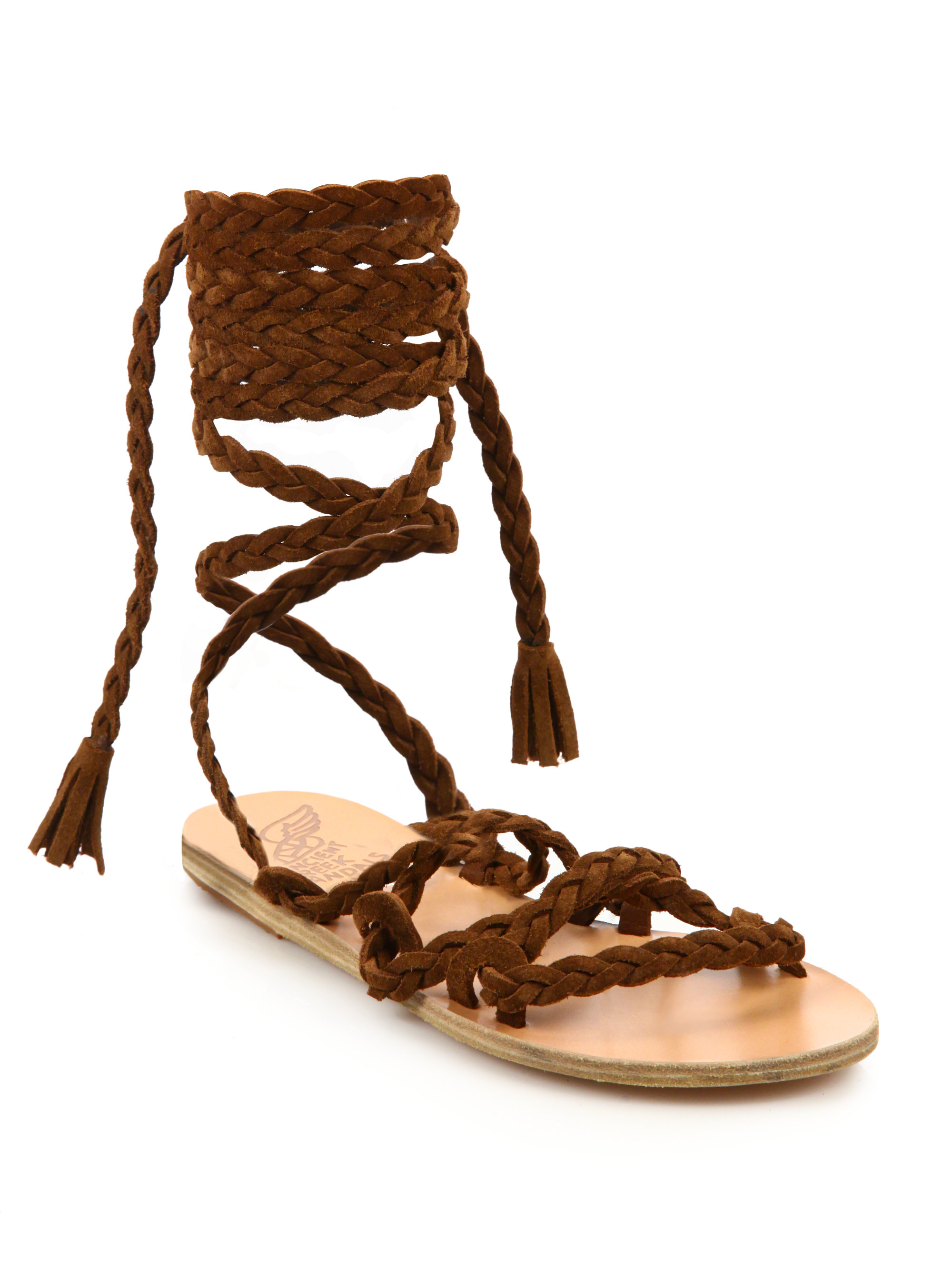 Lyst Ancient Greek Sandals Kariatida Tall Suede Gladiator Sandals In   Ancient Greek Sandals Brown Kariatida Tall Suede Gladiator Sandals Product 3 524180936 Normal 