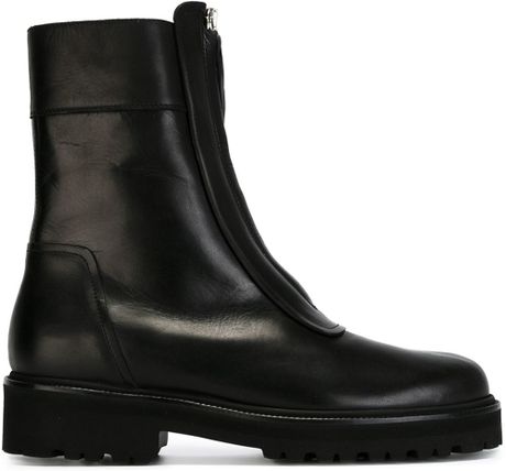 Mm6 By Maison Martin Margiela Front Zip Boots in Black | Lyst
