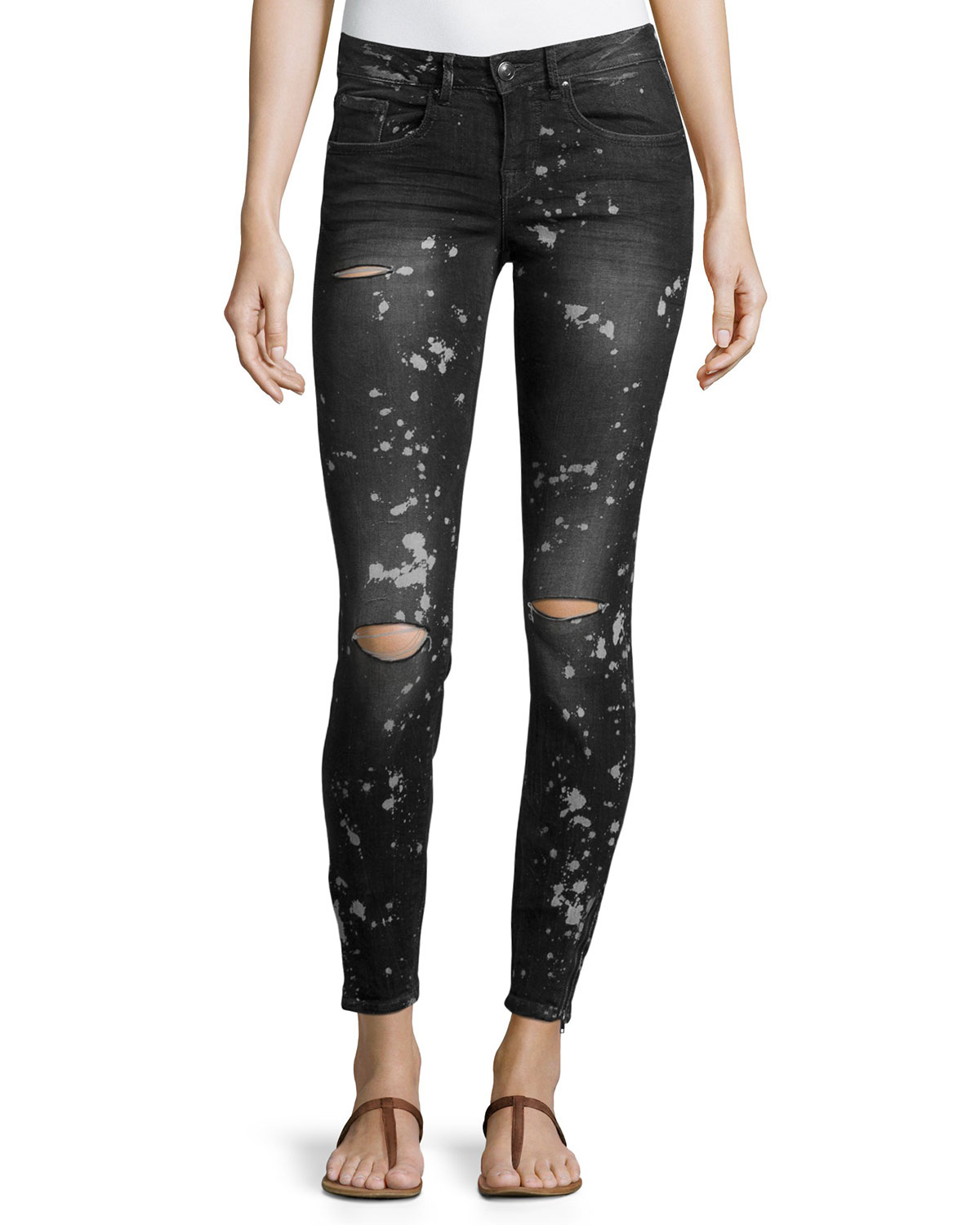 red splatter jeans