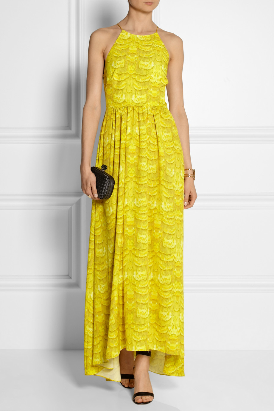 Lyst - Tibi Printed Crepe Maxi Dress in Yellow