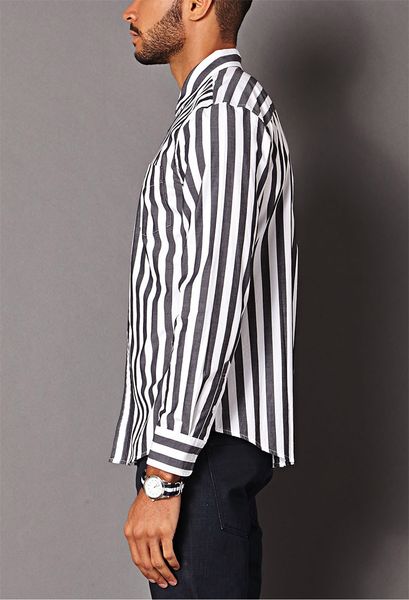 Forever 21 Vertical Striped Classic Fit Shirt in White for Men (White ...