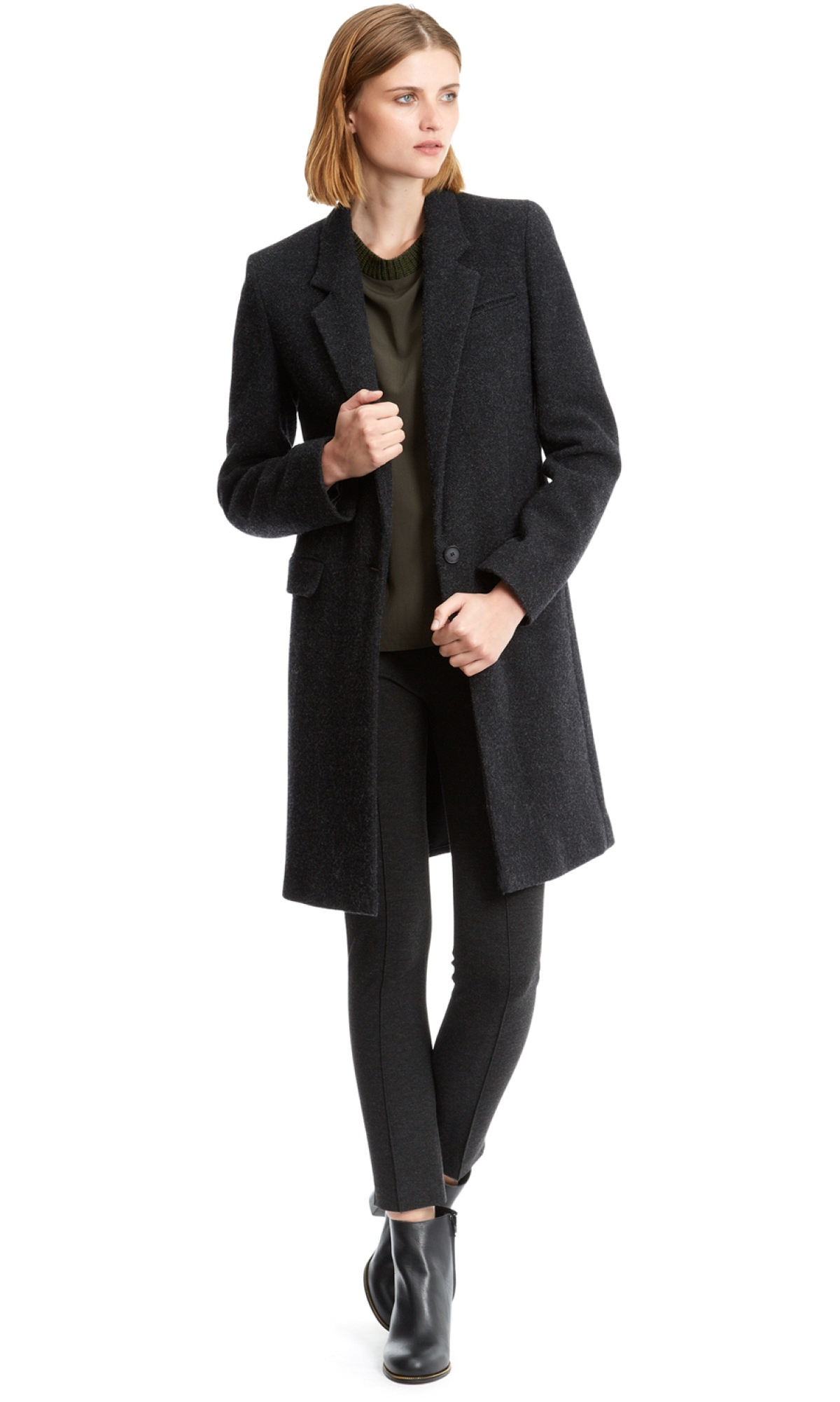 Nicole farhi Wadded Crombie Coat in Black Lyst