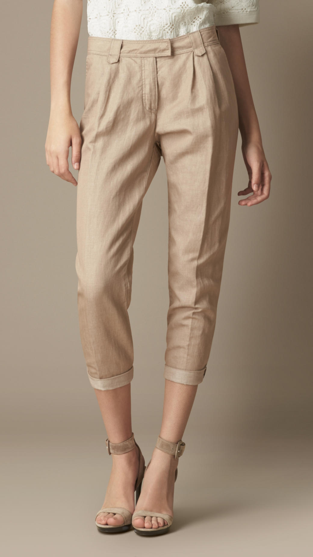 tapered linen trousers