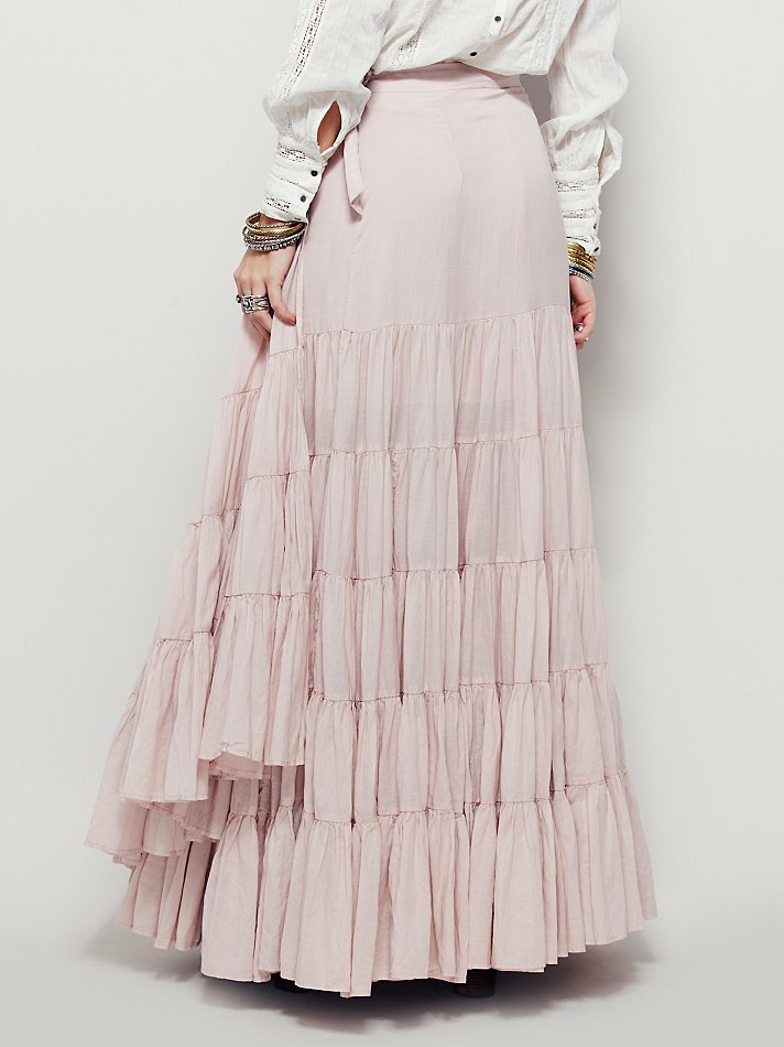 Free People Womens Ruffles All Around Maxi Skirt in Pink - Lyst