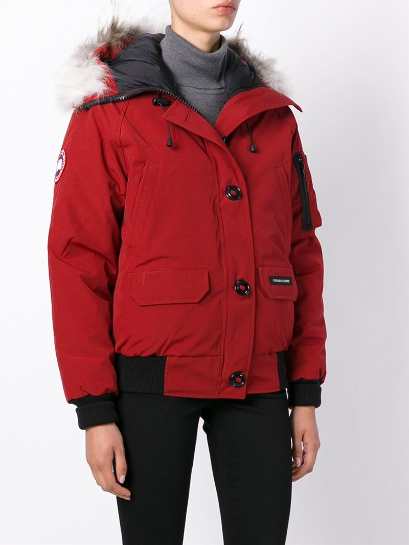 Lyst Canada Goose Fur Trim Hooded Padded Jacket In Red