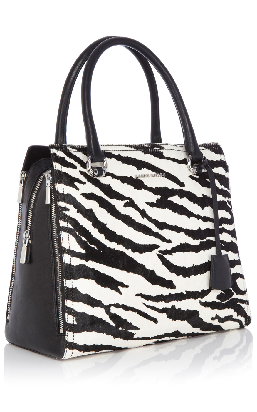 Karen Millen Large Graphic Zebra Box Bag in Animal (Black) | Lyst