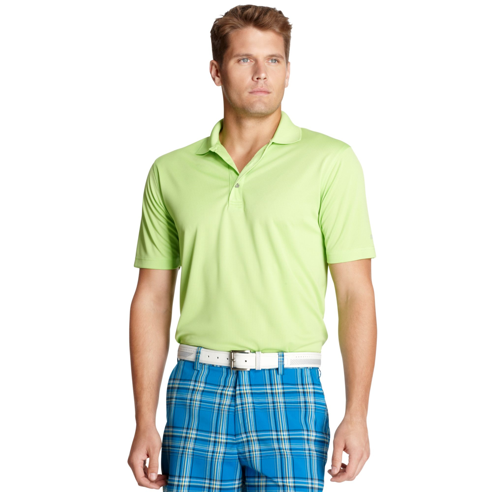 Lyst - Izod Golf Shirt Uv Wicking Performance Solid Grid Polo Shirt in ...