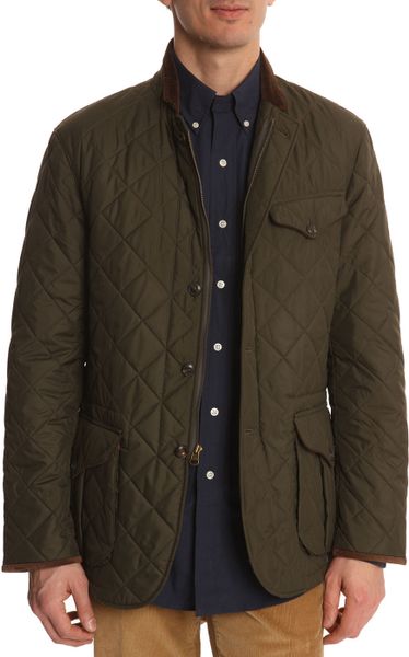 Polo Ralph Lauren Khaki Quilted Jacket with Suede Elbow Patches in ...