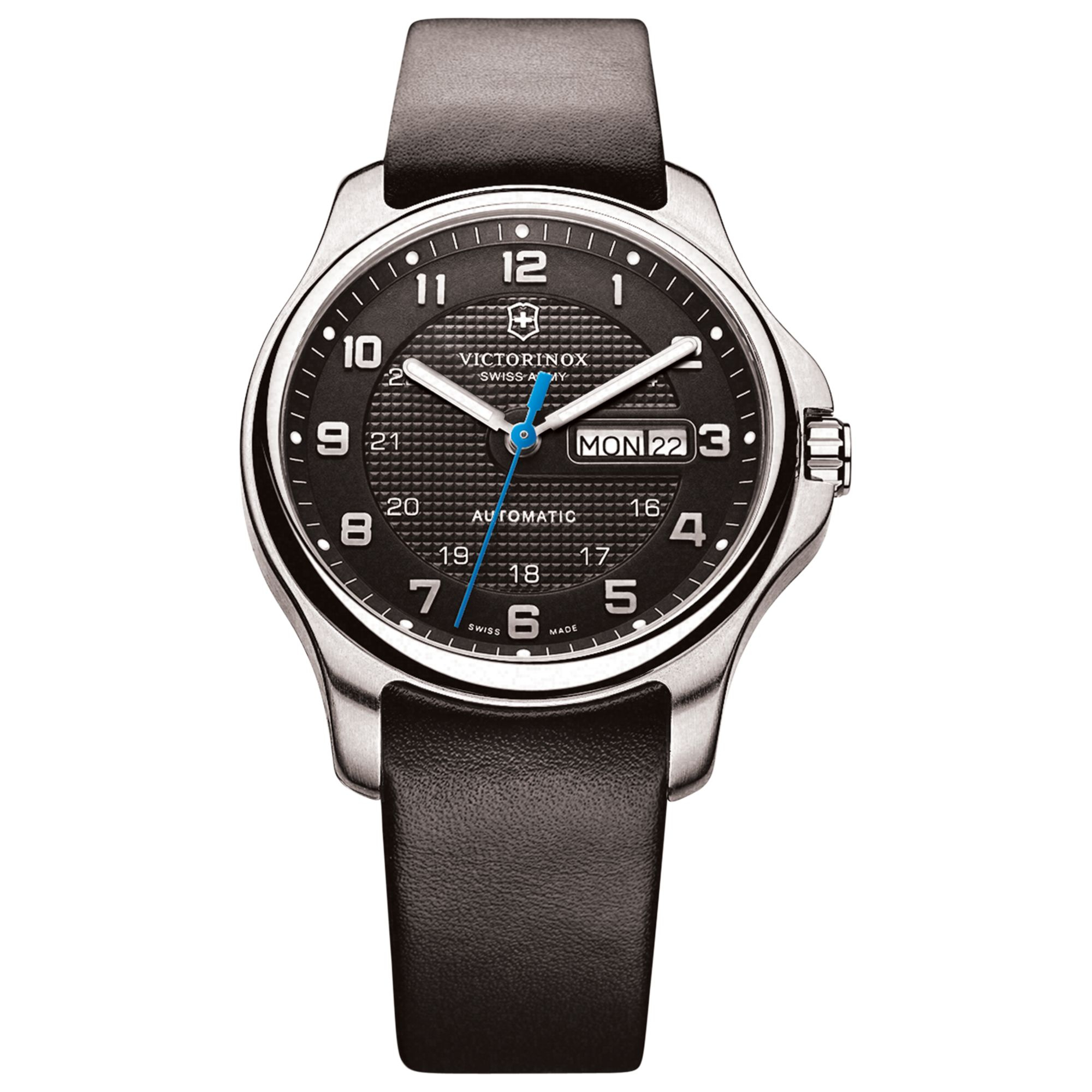 lyst victorinox mens automatic officers black leather lyst victorinox mens automatic officers black leather