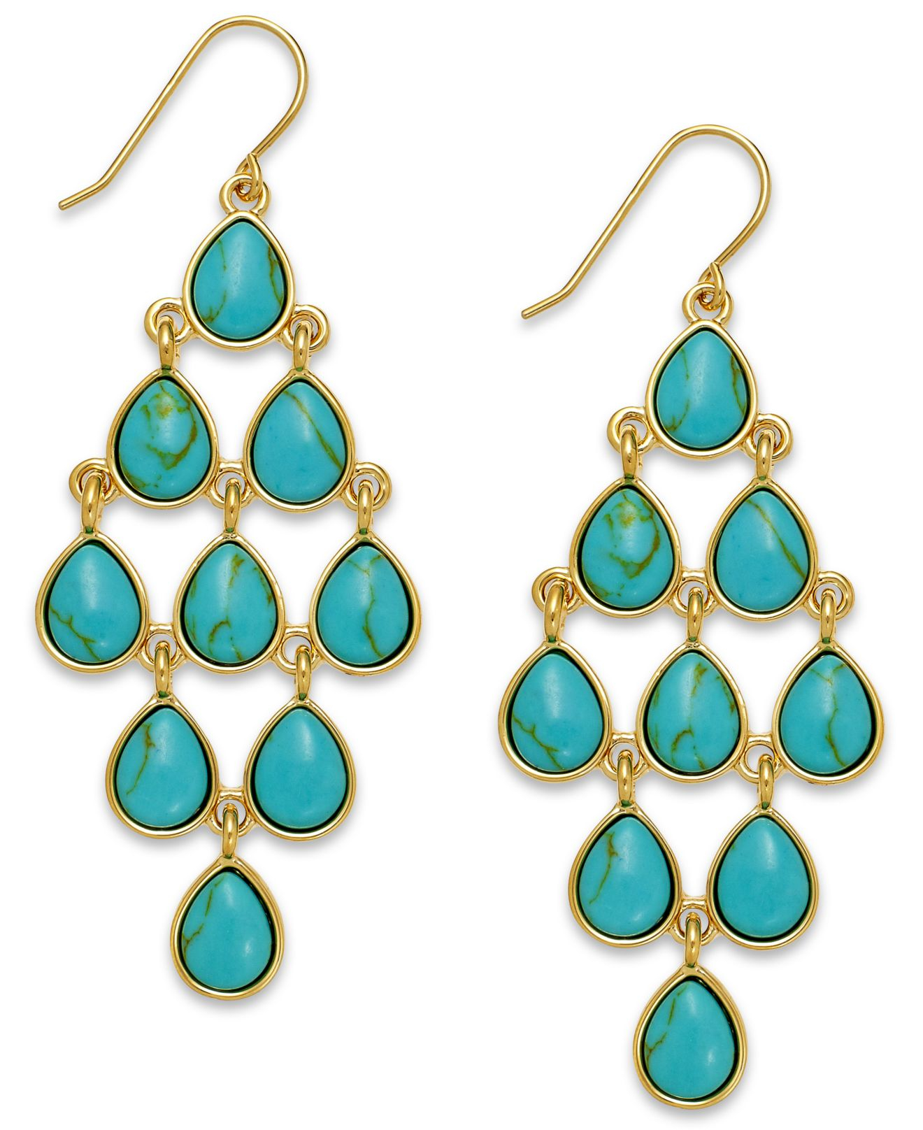 Lyst Lauren By Ralph Gold Tone Stone Teardrop Chandelier Gallery