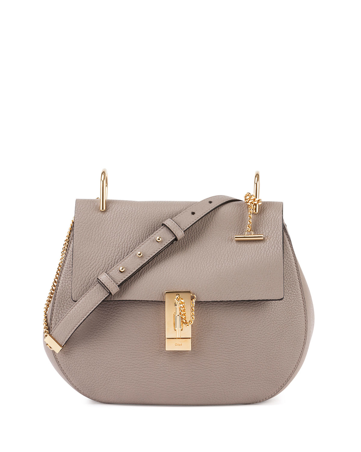 Chloé Drew Medium Leather Shoulder Bag in Gray | Lyst