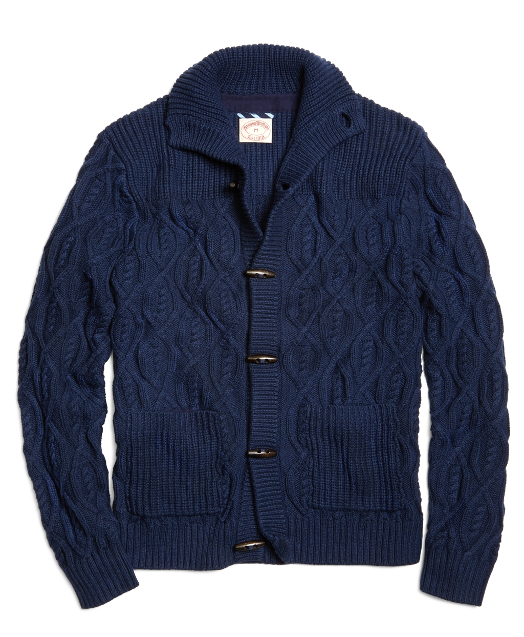 Brooks brothers Cable Toggle Button Cardigan in Blue for Men | Lyst