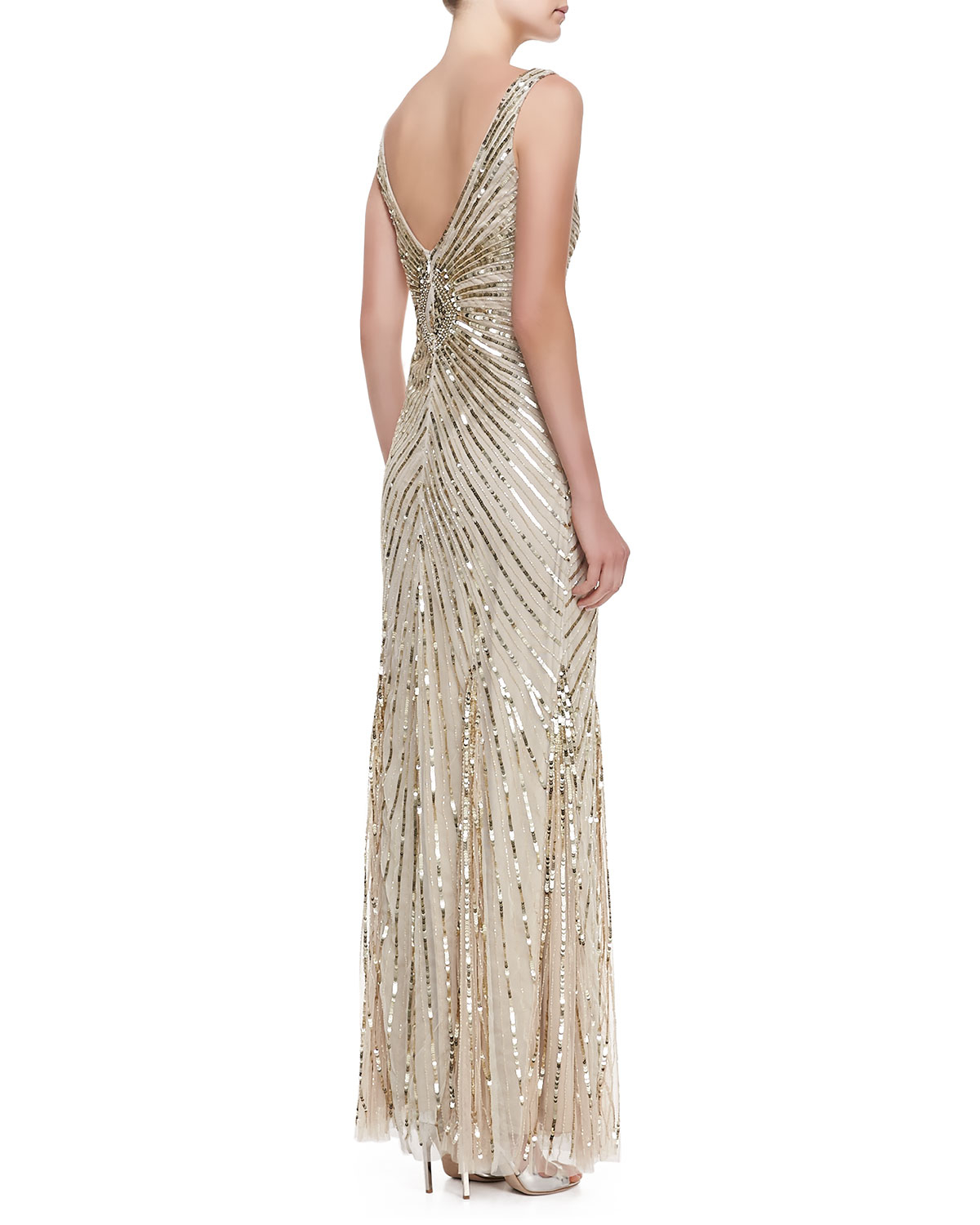 aidan mattox champagne gown