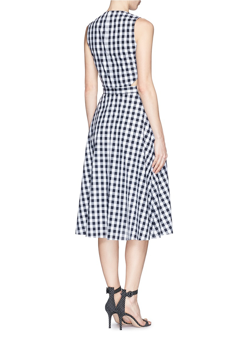 Tanya taylor 'monica' Cutout Side Gingham Print Dress in Black (Multi ...