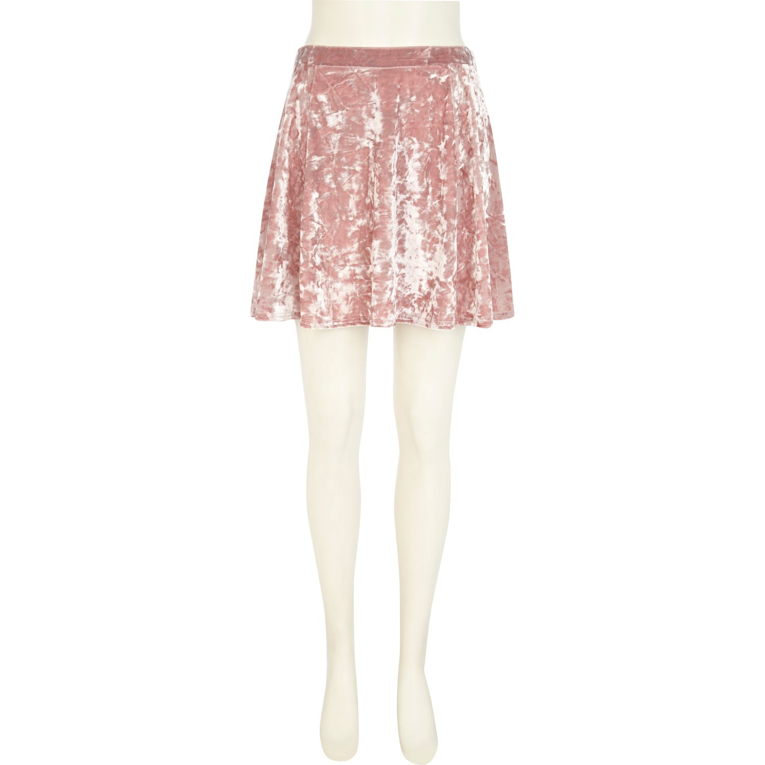 River island Light Pink Crushed Velvet Skater Skirt in Pink Lyst
