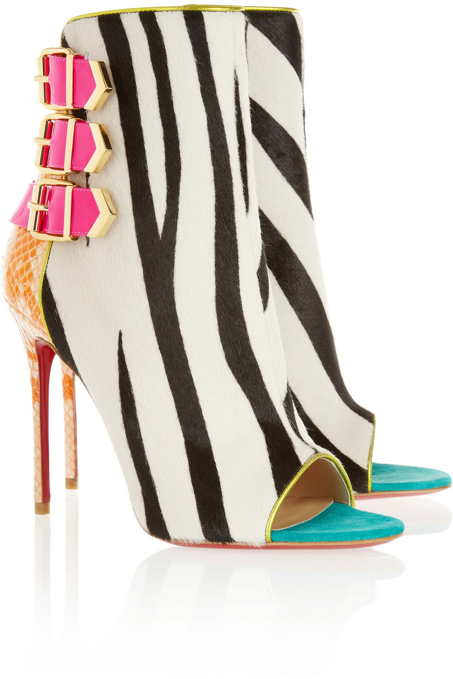 replica christian louboutin shoes for men - Christian louboutin Triboclou 100 Zebra-Print Calf Hair And Python ...