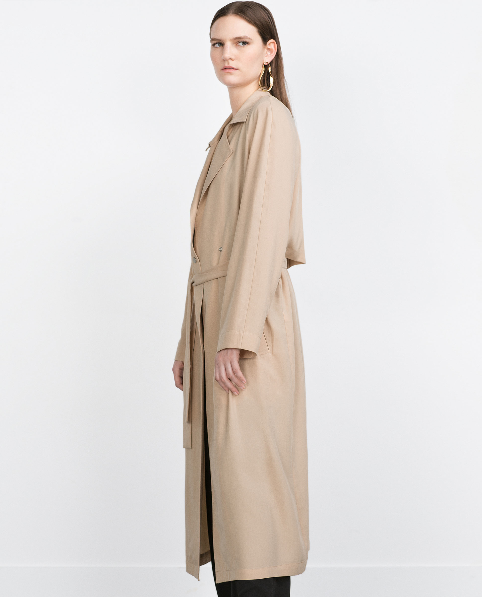 Zara Short Hooded Trench Coat In Natural Lyst Gallery