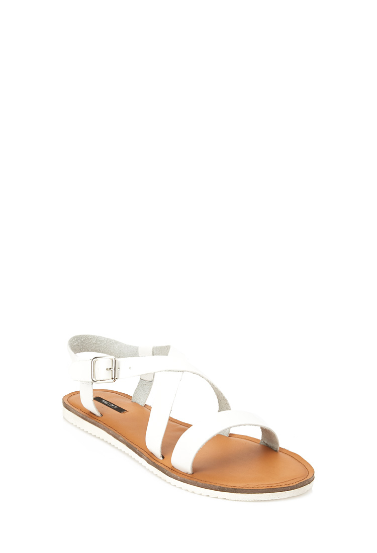 faux leather crisscross sandals