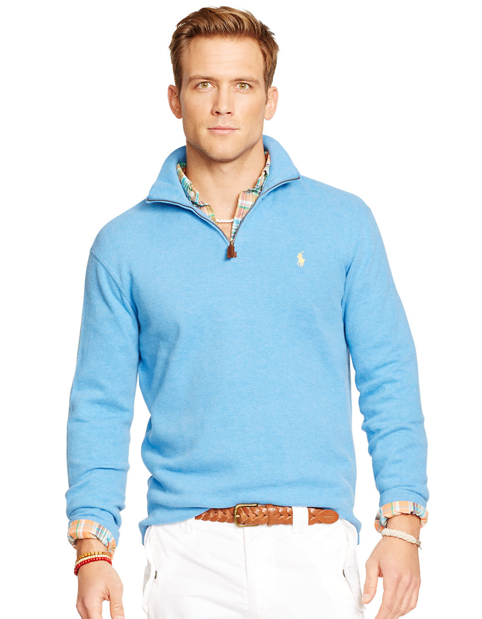 Polo ralph lauren French-Rib Half-Zip Pullover in Blue for Men | Lyst