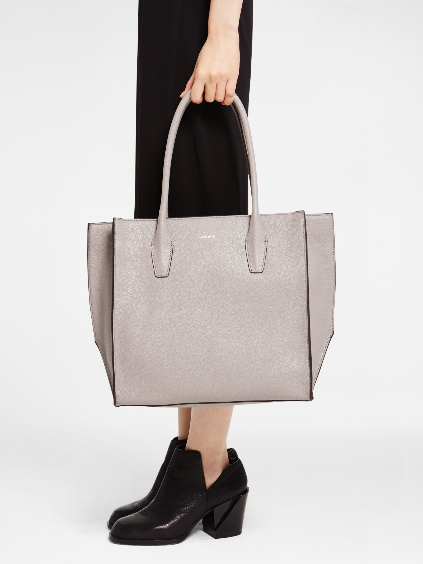 Lyst - Dkny Fine Pebble Leather Tote in Gray