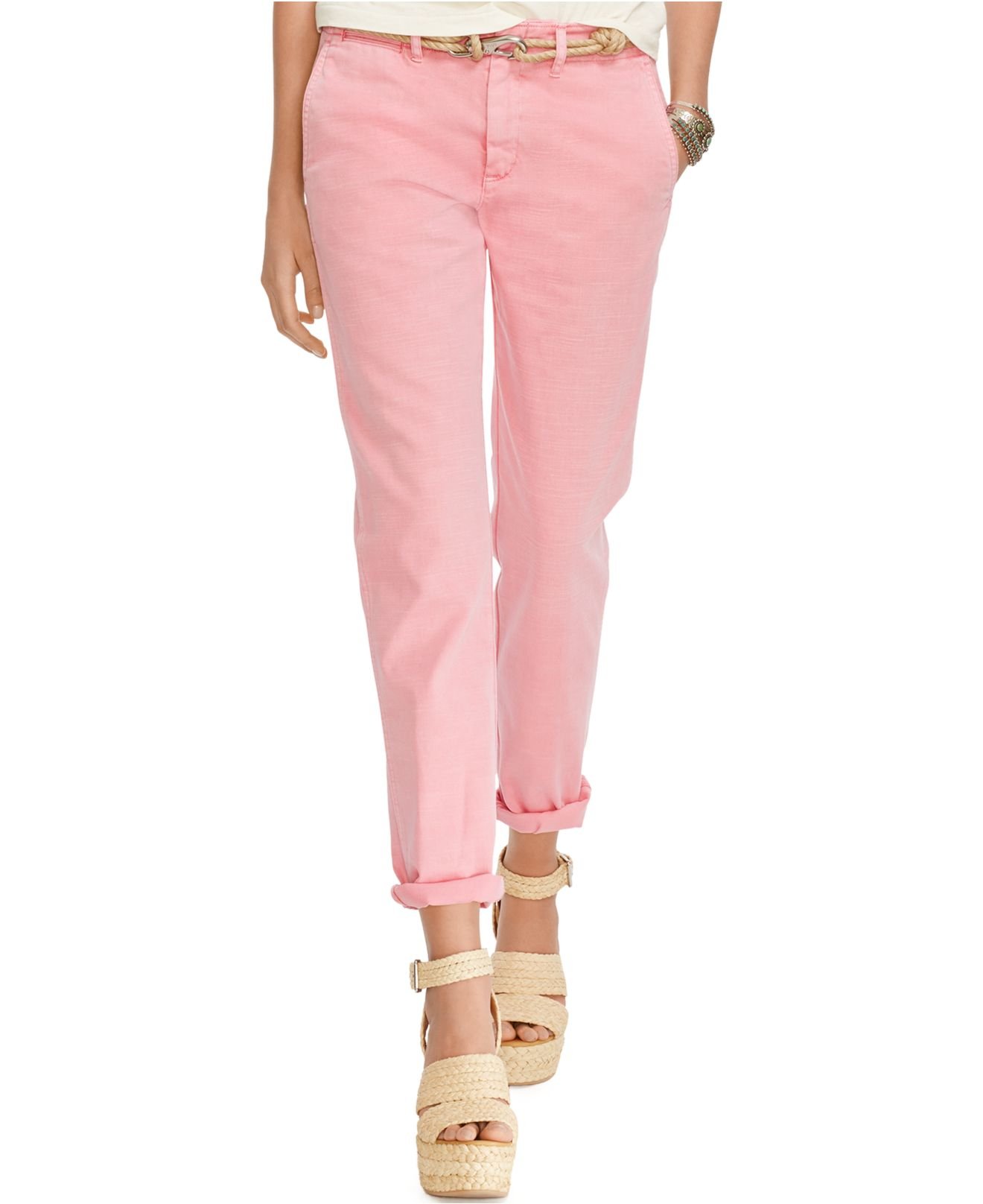 Polo ralph lauren Boyfriend Chino Pants in Pink | Lyst