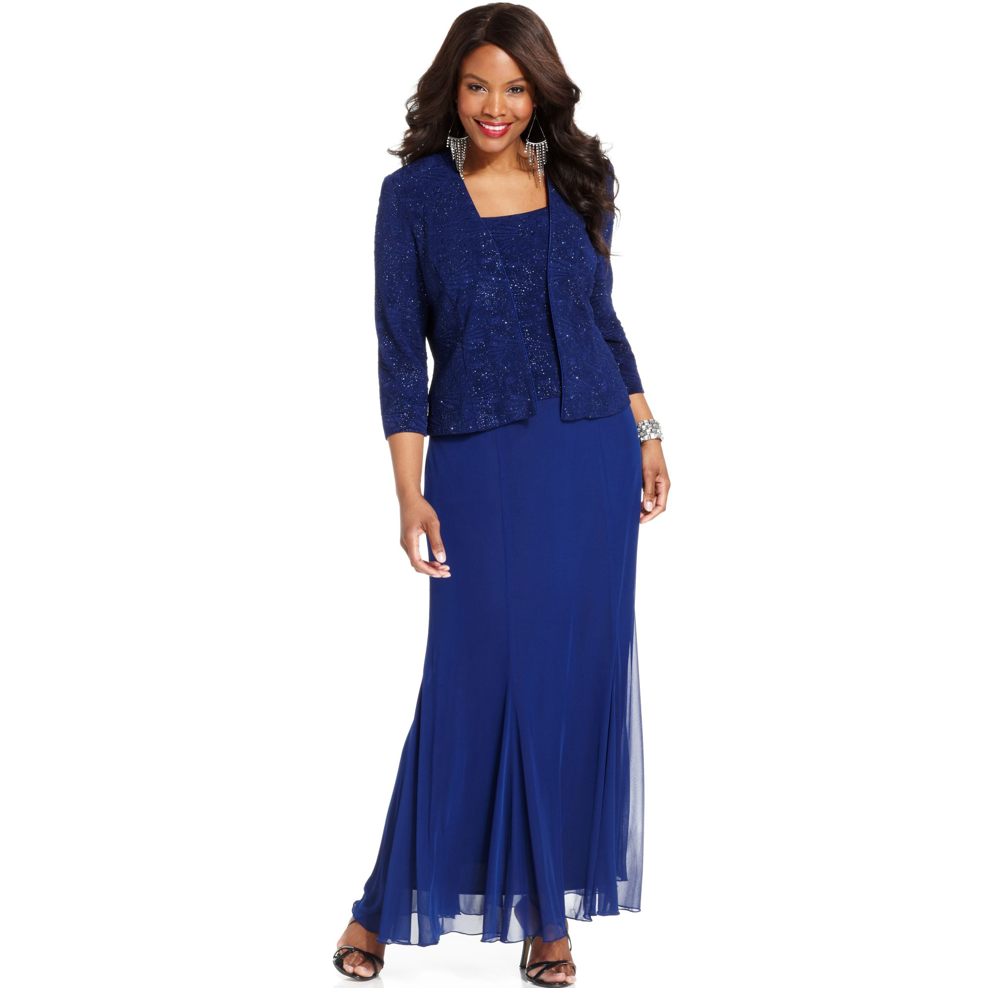 Alex evenings Cold-Shoulder Crinkled Taffeta Mermaid Gown in Blue | Lyst