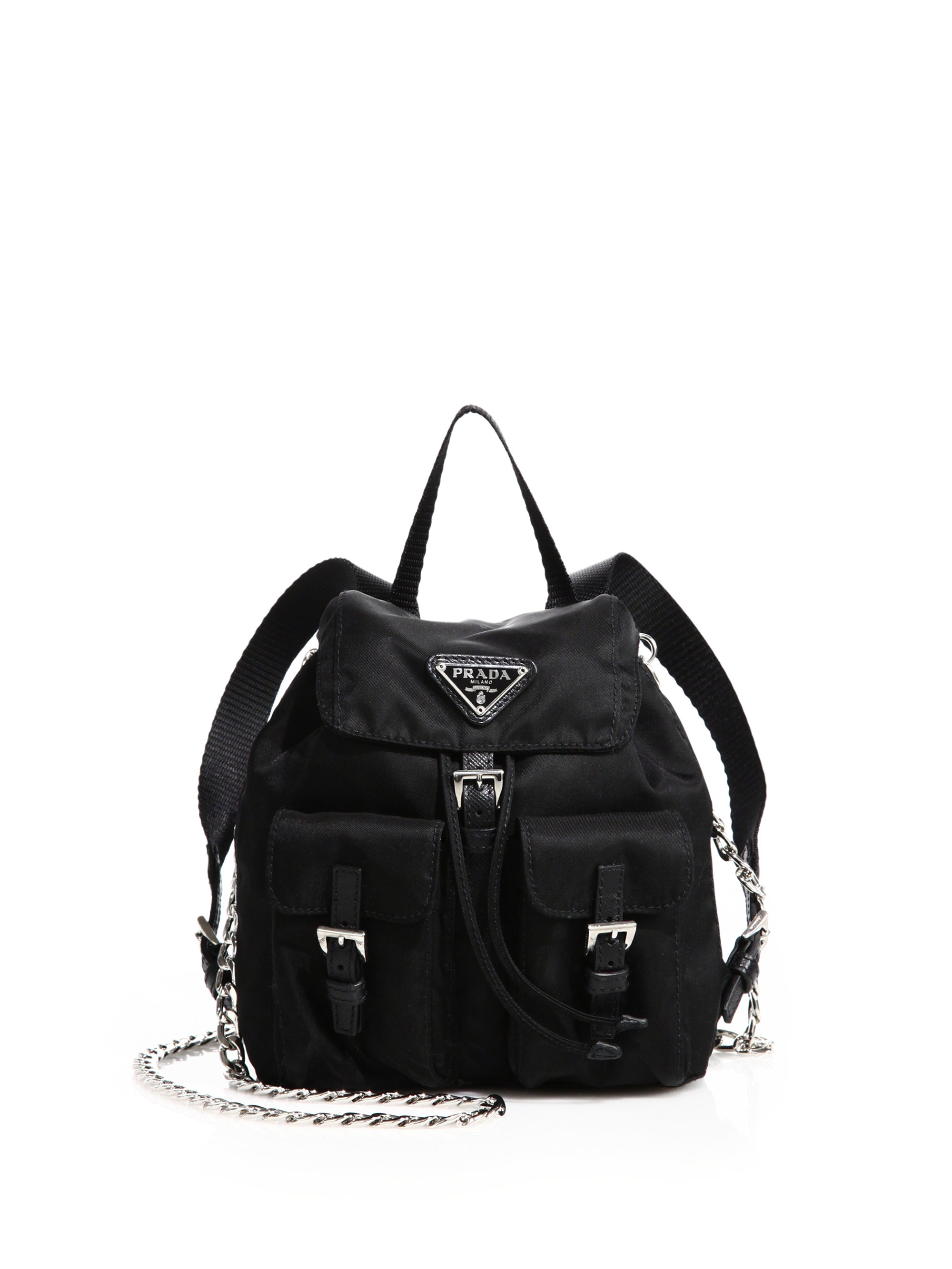 Prada Vela Mini Crossbody Backpack in Black | Lyst
