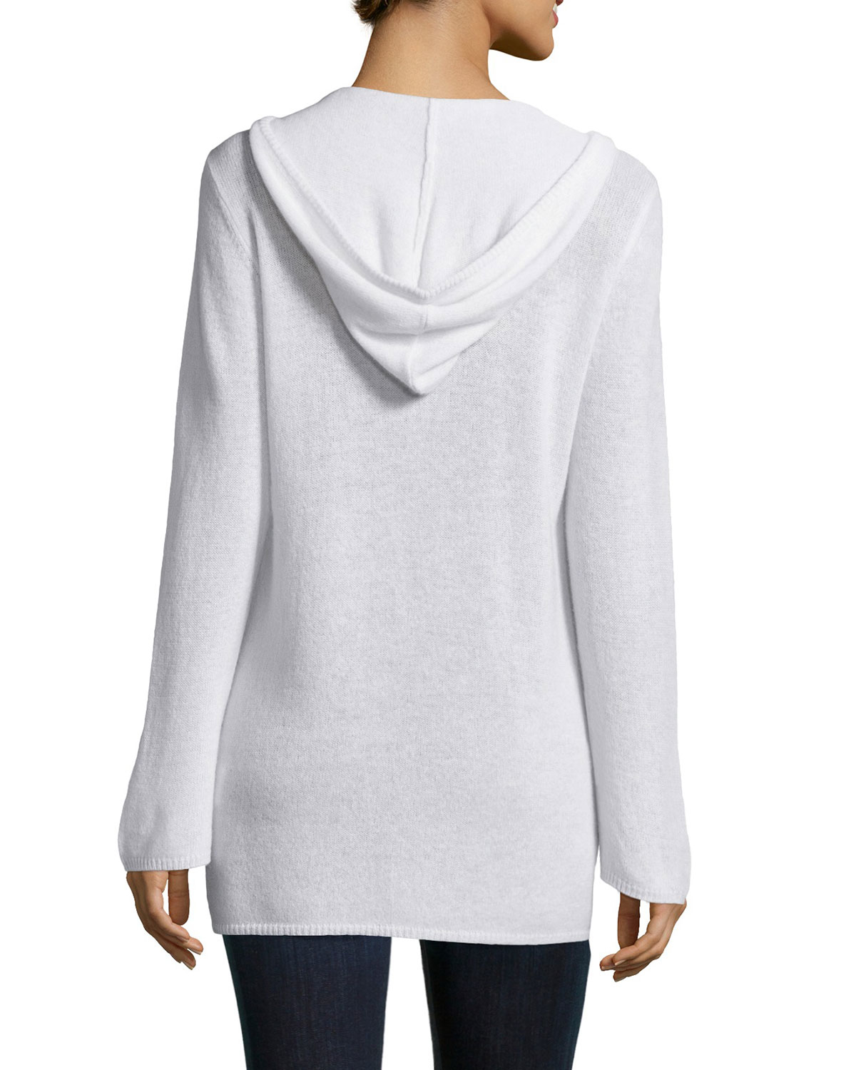Minnie rose Cashmere Hooded Duster Cardigan in White | Lyst