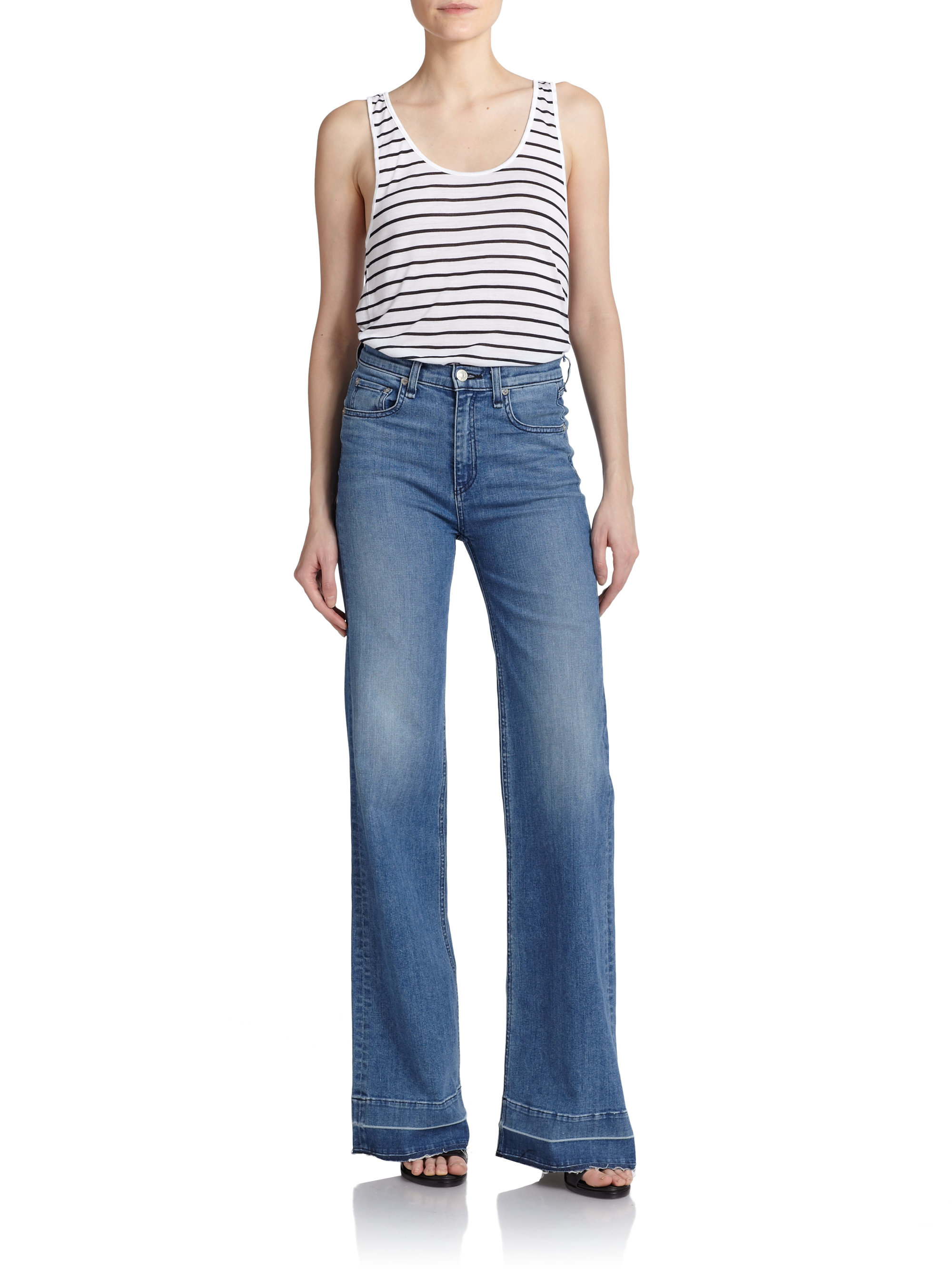 Lyst - Rag & Bone Justine Wide-leg Jeans in Blue