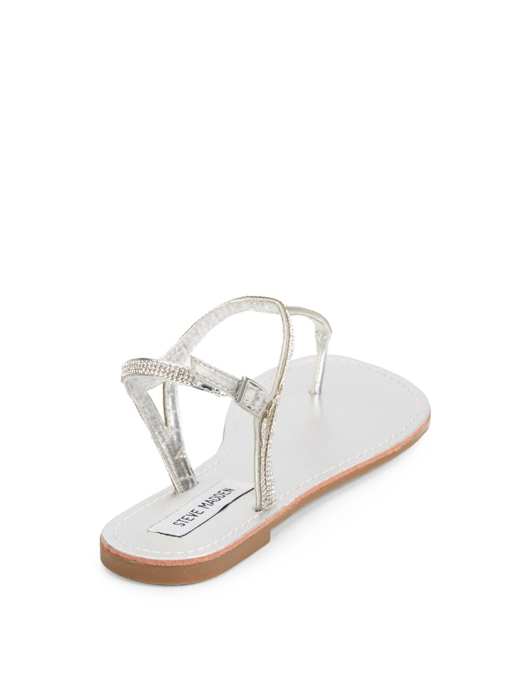 Lyst - Steve Madden Rhinestone Thong Sandals in Metallic