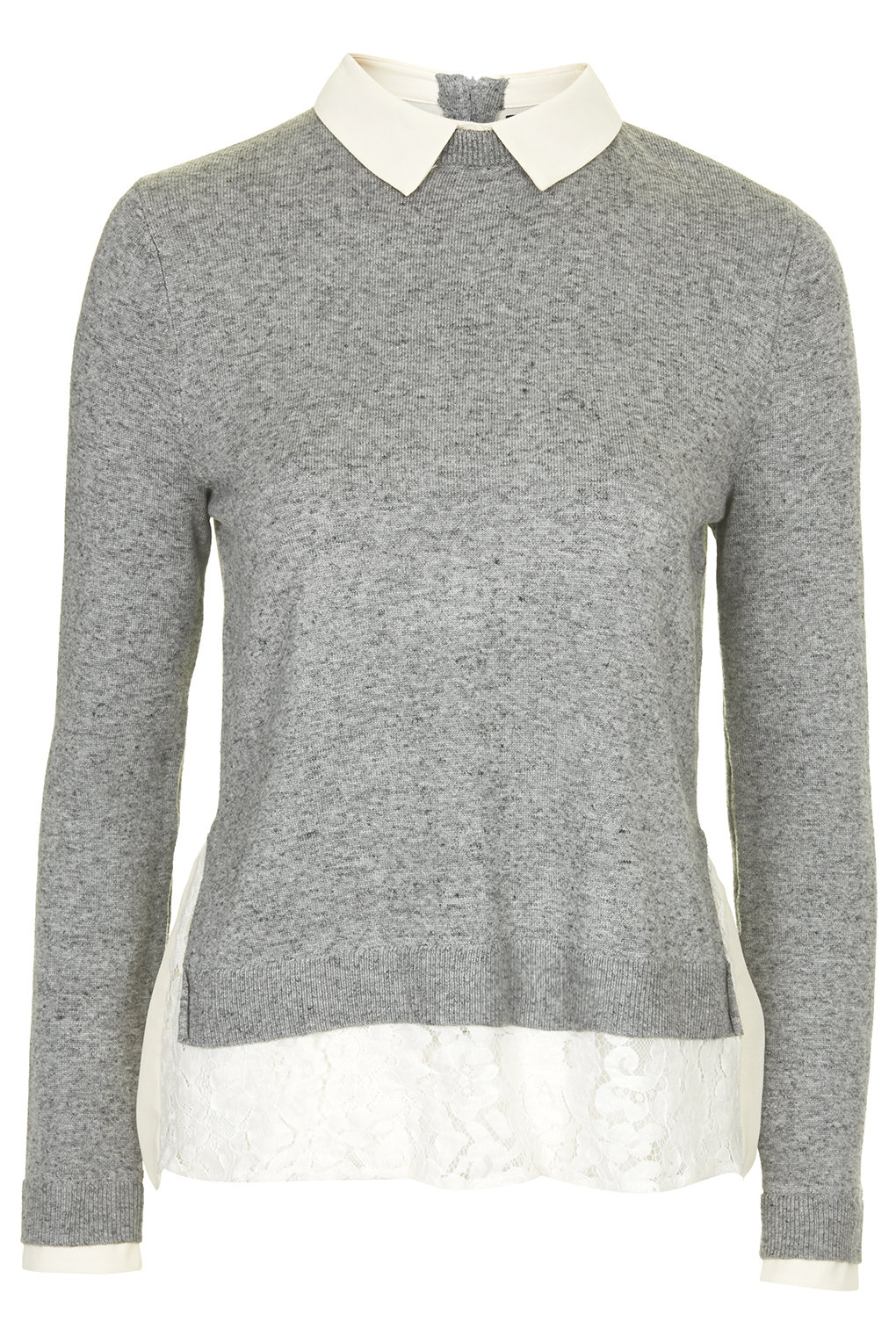 Topshop Hybrid Shirt Jumper in Gray (Grey Marl) | Lyst
