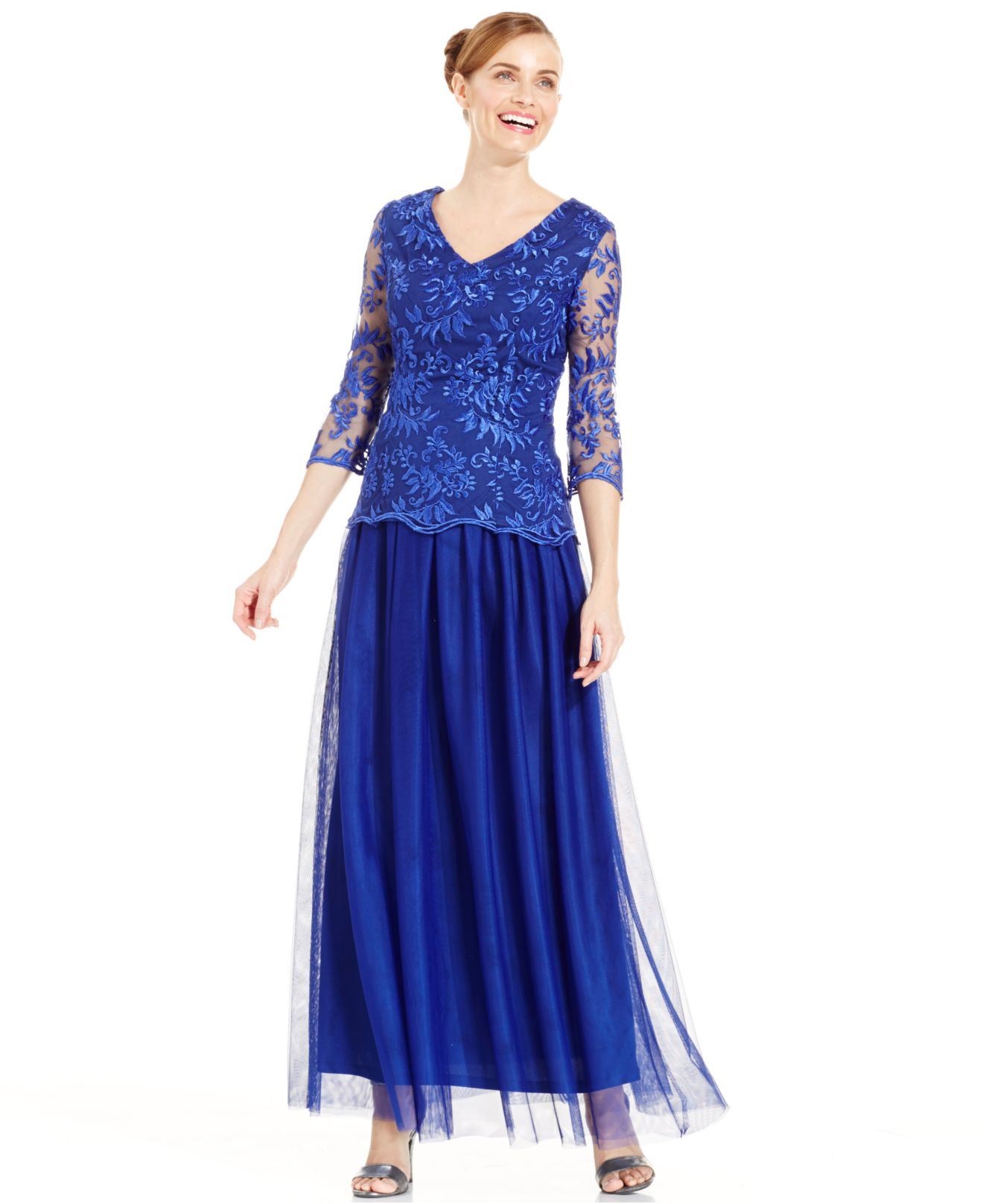 Lyst - Alex Evenings Embroidered Popover Gown in Blue