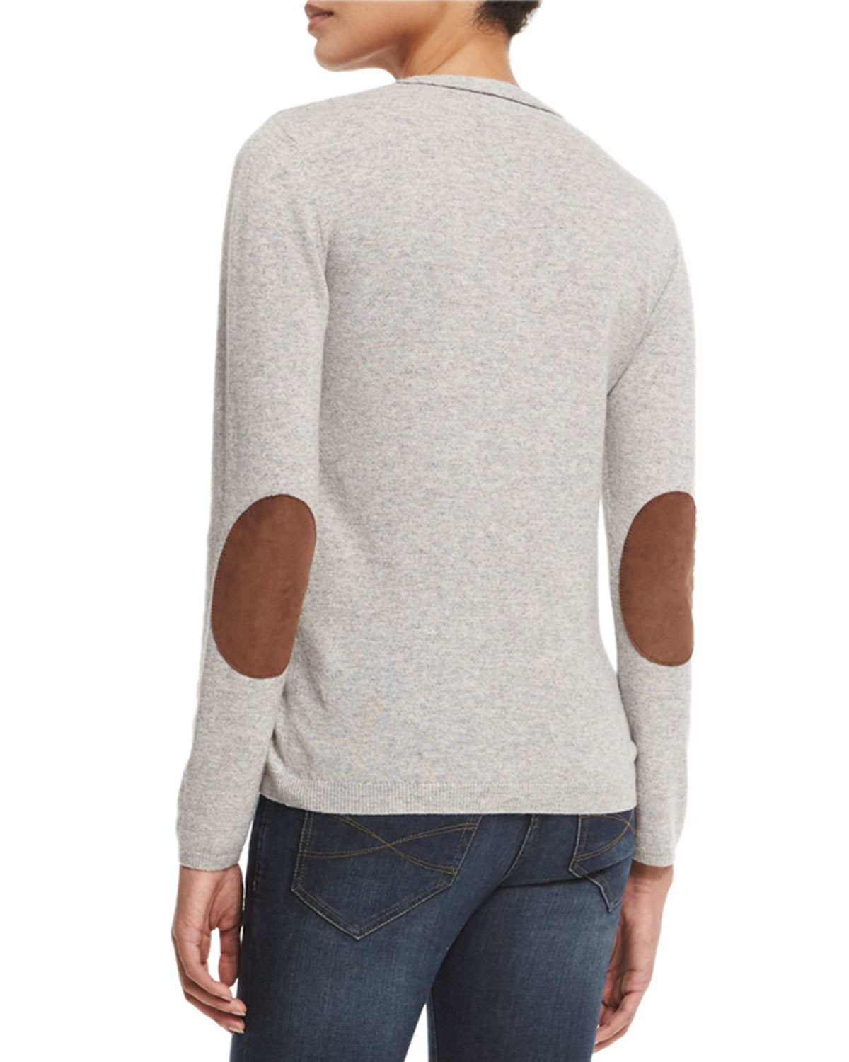 Brunello cucinelli V-neck Cashmere Sweater W/elbow Patches ...