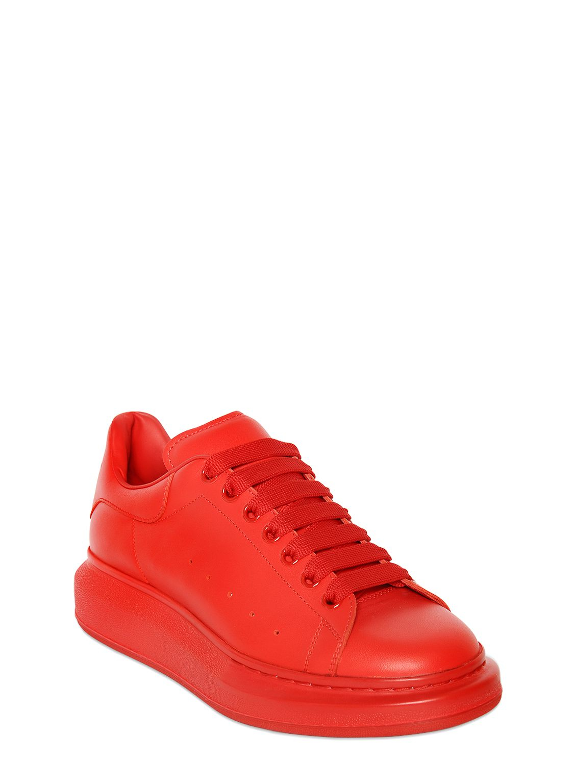 Alexander mcqueen Exaggerated-sole Leather Sneakers in Red for Men | Lyst
