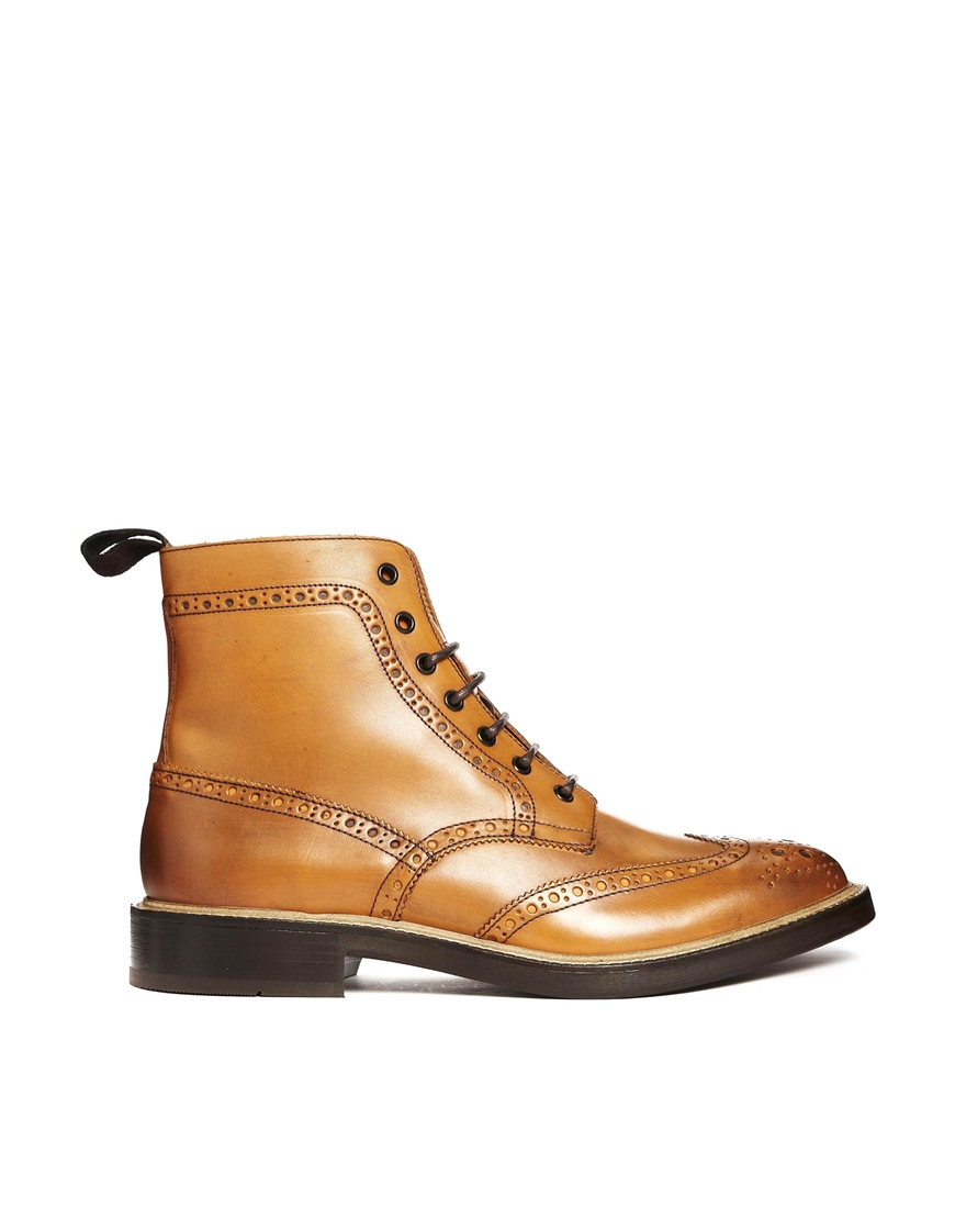 River Island Holloway Road Brogue Boots in Brown for Men (Tan) | Lyst
