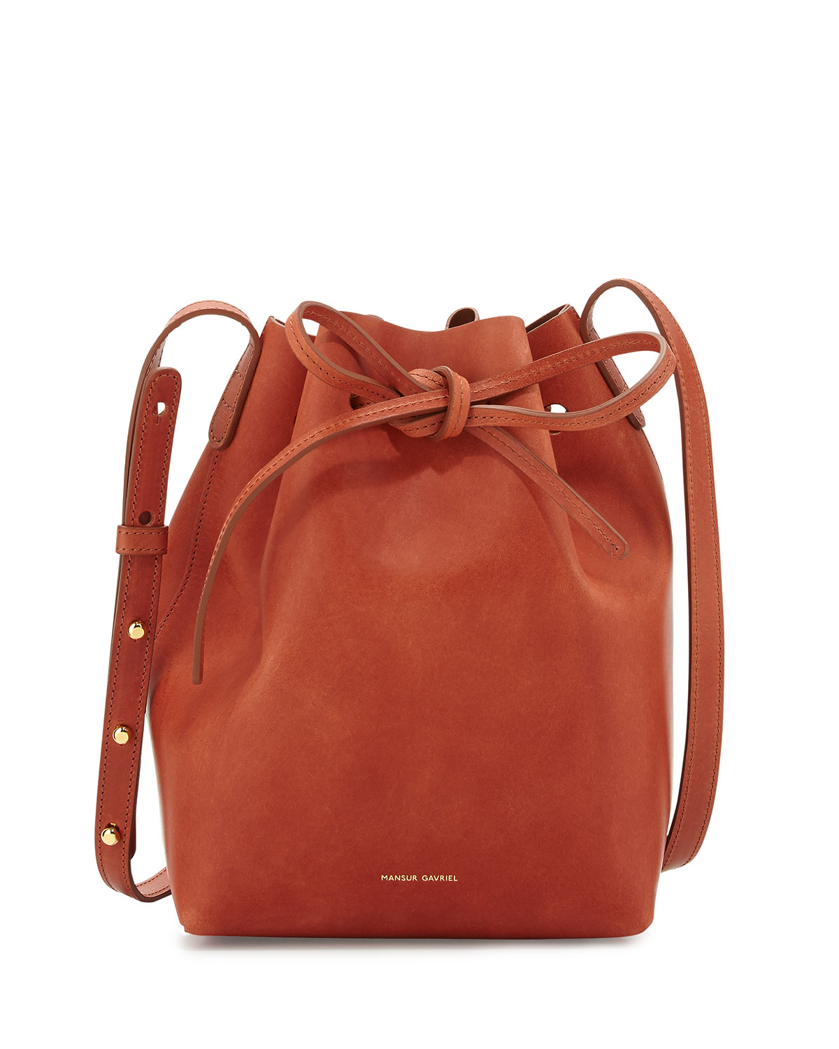 Lyst - Mansur Gavriel Mini Coated Leather Bucket Bag in Brown